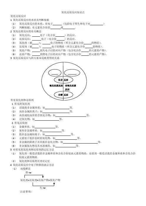 氧化还原反应知识点