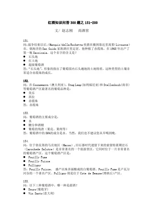 红酒知识问答300题 之151-200