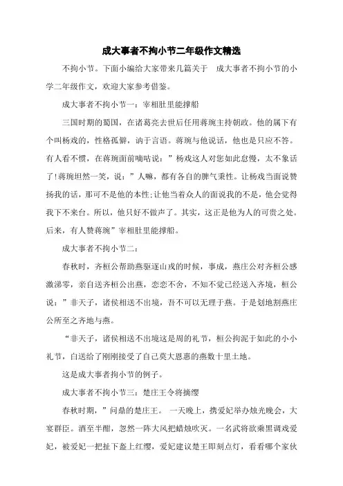 成大事者不拘小节二年级作文精选