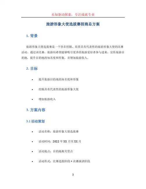 旅游形象大使选拔赛招商总方案
