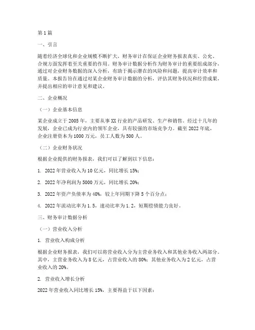 财务审计数据分析报告(3篇)