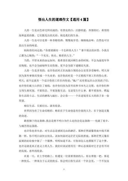 精选悟出人生的道理作文【通用4篇】