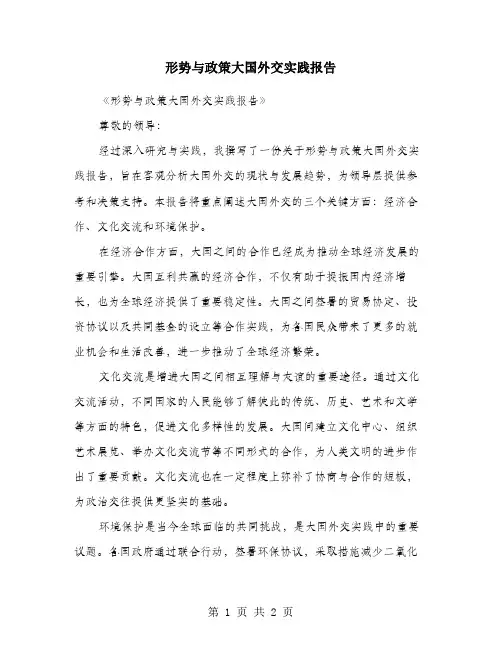 形势与政策大国外交实践报告