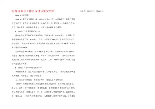 电视台领导工作会议讲话例文欣赏