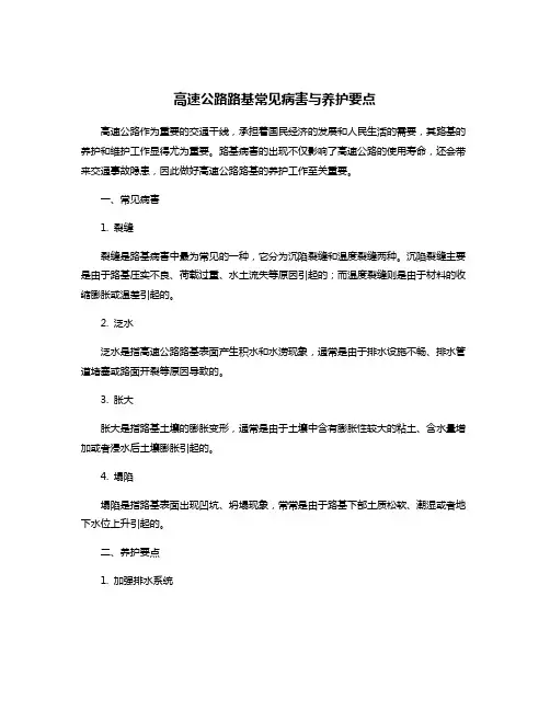高速公路路基常见病害与养护要点