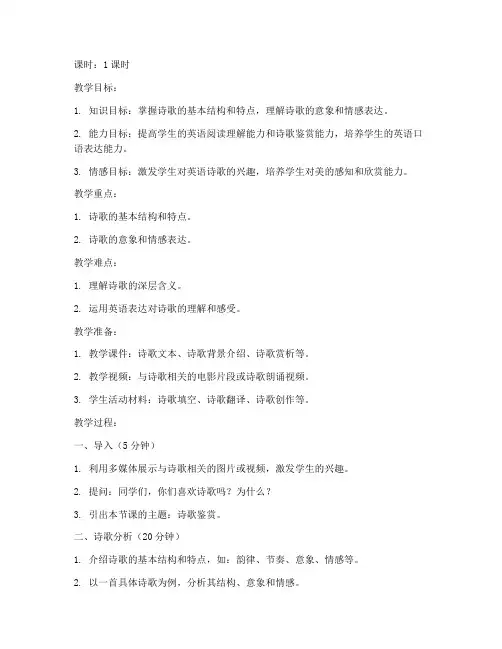 高中英语教资诗歌教案模板