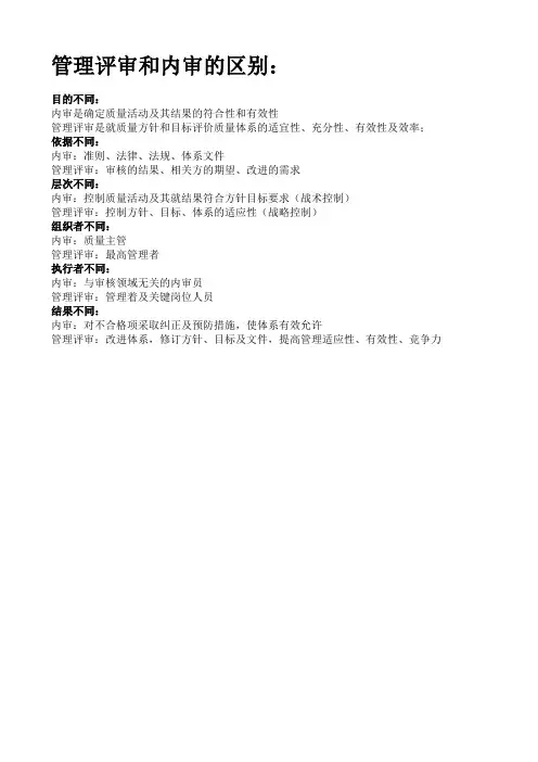 管理评审和内审的区别