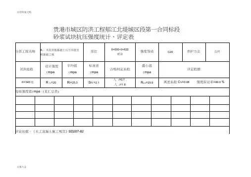 混凝土试块抗压强度统计、评定记录簿