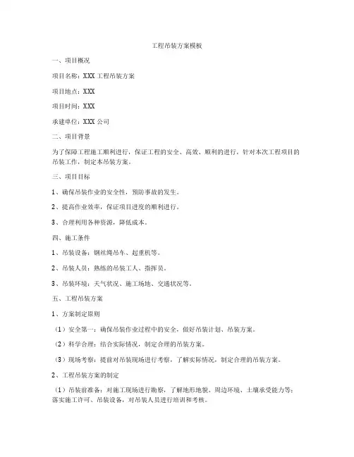 工程吊装方案模板