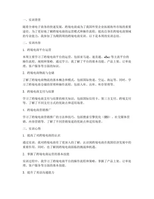 跨境电商实训报告周记