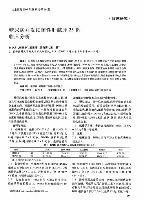 糖尿病并发细菌性肝脓肿25例临床分析