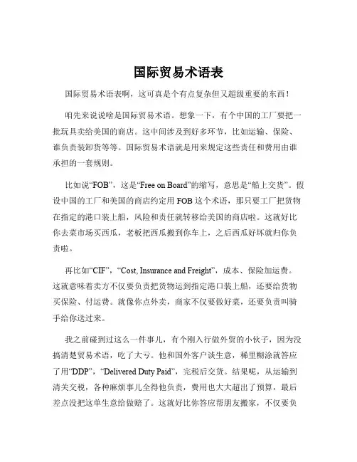 国际贸易术语表