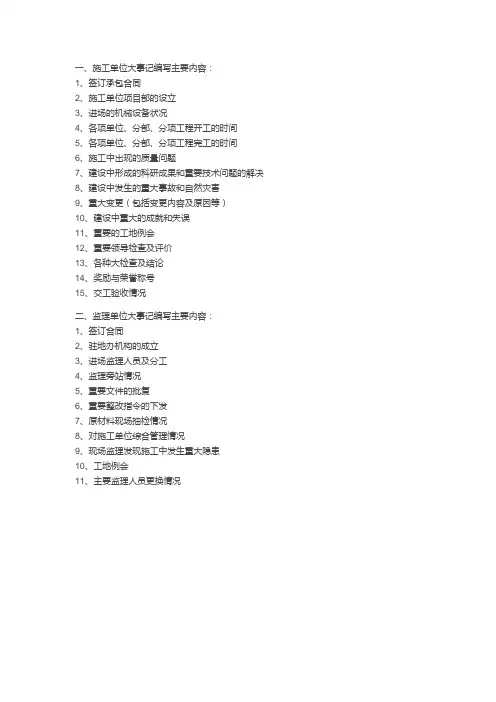 施工大事记