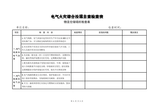 物流仓储场所检查表电气专项检查表