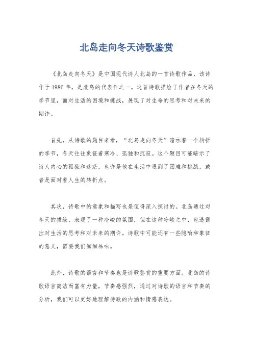 北岛走向冬天诗歌鉴赏