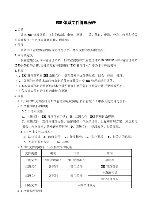 EHS体系文件控制程序