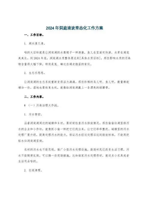 2024年洞庭清波常态化工作方案
