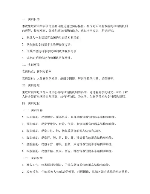 生理解剖学的实训报告