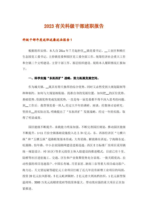 2023有关科级干部述职报告