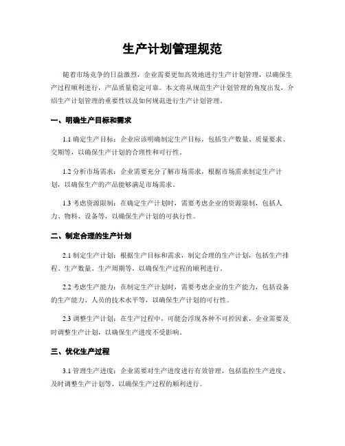生产计划管理规范