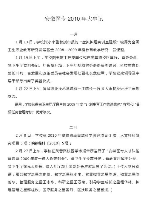 安徽医专2010年大事记