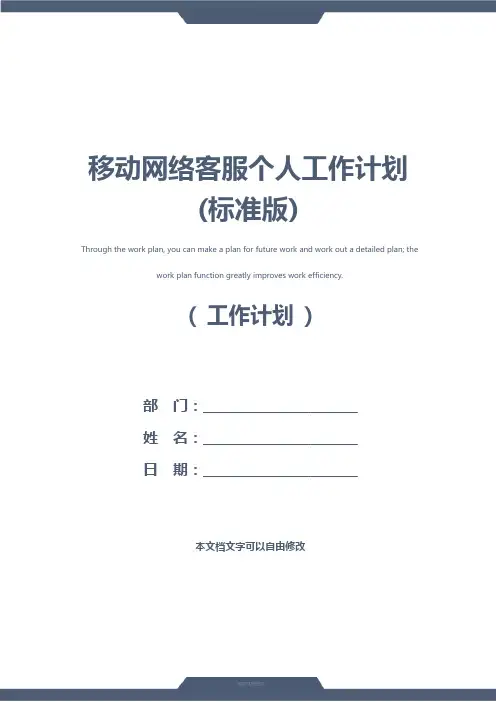 移动网络客服个人工作计划(标准版)