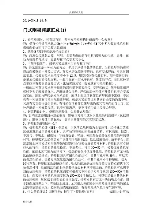 门式刚架问题汇总情况(1)