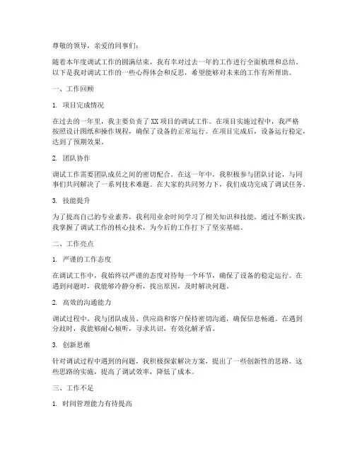 调试工作个人工作总结