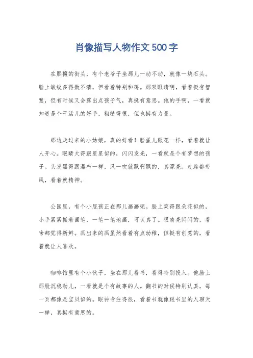 肖像描写人物作文500字