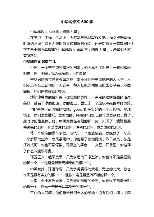 中华魂作文600字（精选3篇）