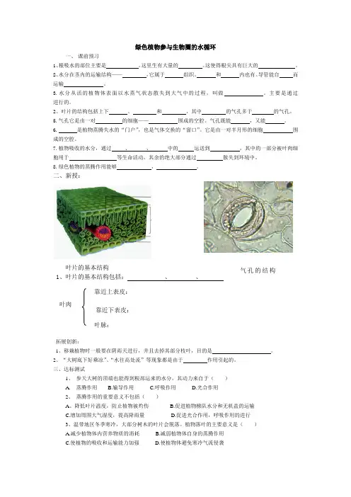 生物人教版七年级上册《植物的蒸腾作用》