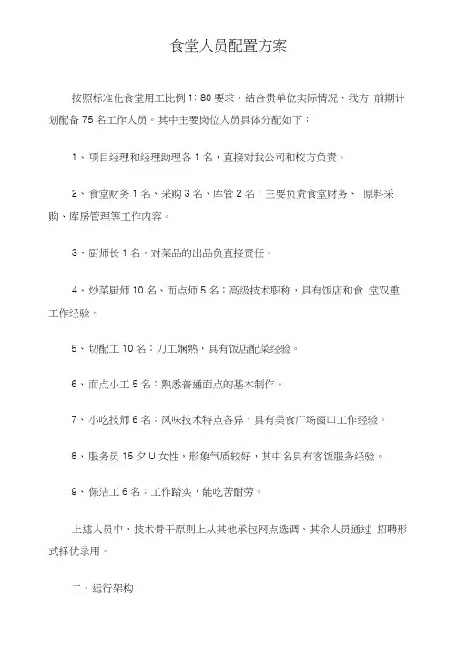 食堂人员配置方案