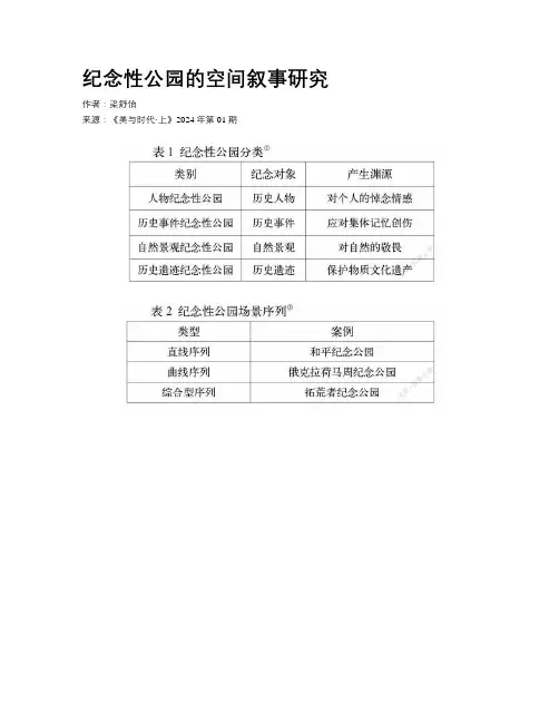 纪念性公园的空间叙事研究