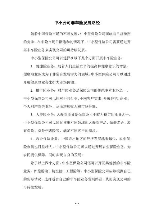 中小公司非车险发展路径