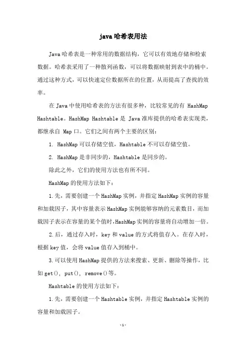 java哈希表用法