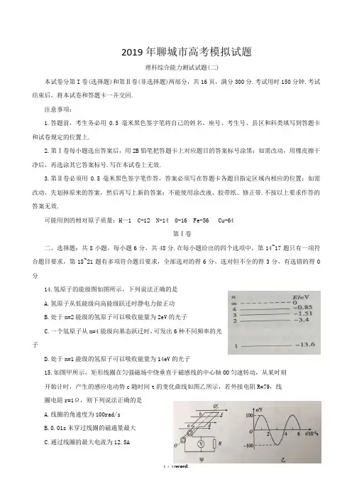 山东省聊城市2018-2019学年高三二模理综物理试题#精选.