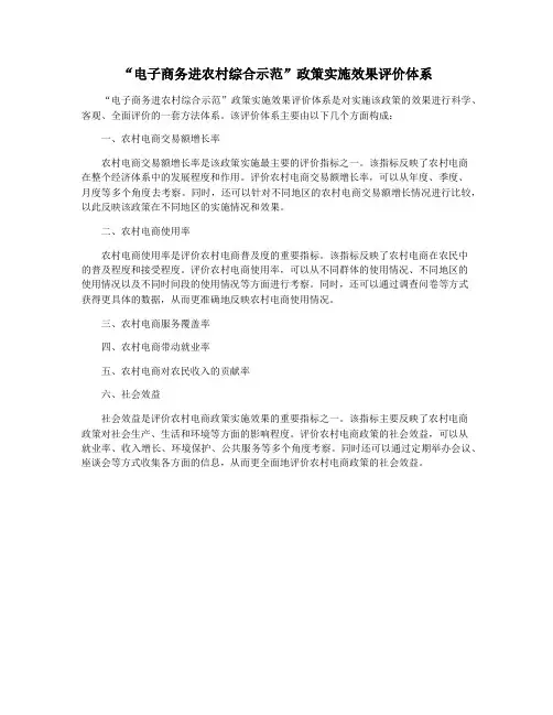 “电子商务进农村综合示范”政策实施效果评价体系