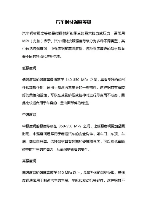 汽车钢材强度等级