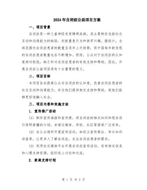 2024年自闭症公益项目方案