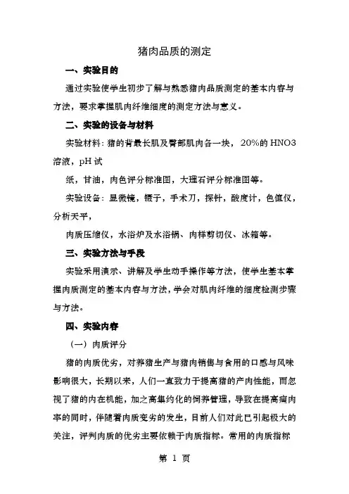 猪肉品质的测定