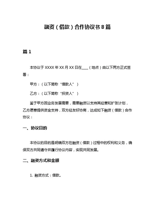 融资(借款)合作协议书8篇
