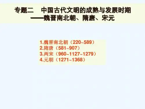 专题二中国古代文明的成熟与繁荣(魏晋--宋元)