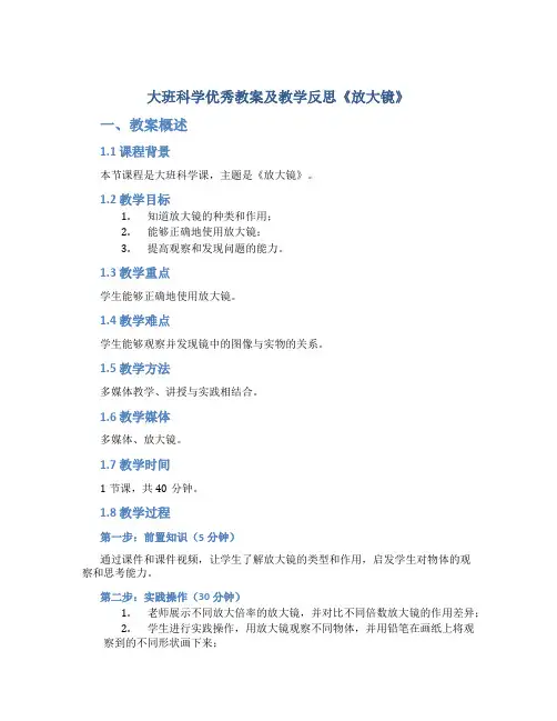 大班科学优秀教案及教学反思《放大镜》