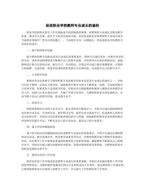 促进职业学校教师专业成长的途径