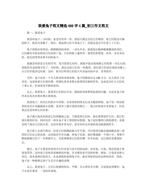 我爱兔子范文精选400字4篇_初三作文范文