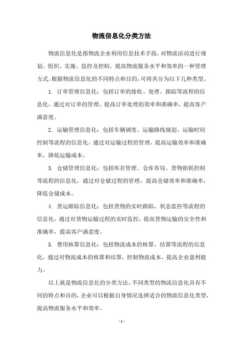 物流信息化分类方法