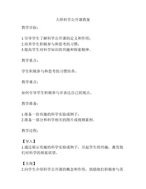 大班科学公开课教案