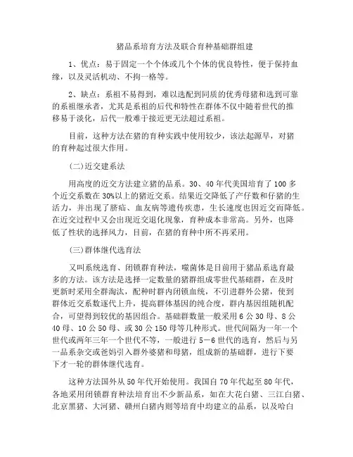 猪品系培育方法及联合育种基础群组建