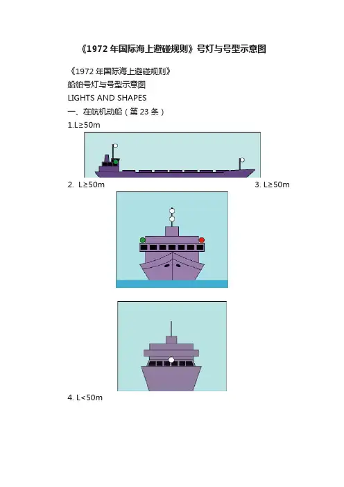 《1972年国际海上避碰规则》号灯与号型示意图