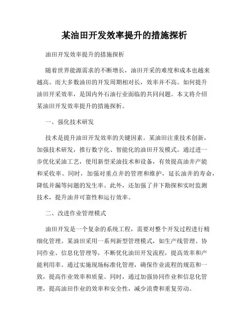 某油田开发效率提升的措施探析